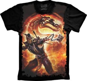 Camiseta Estilosa Fullprint Mortal Kombat Scorpion S-136