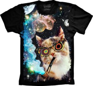 Camiseta Estilosa Fullprint Gato Crazy Cat S-153