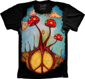 Camiseta Estilosa Fullprint  Cogumelos Psy S-158