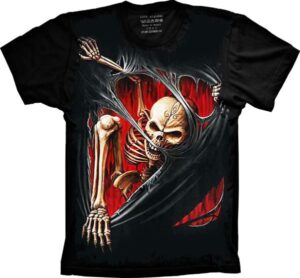 Camiseta Estilosa Fullprint Skull Caveira Realista S-176