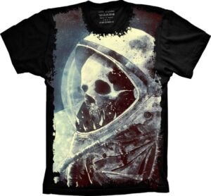 Camiseta Estilosa Fullprint Skull Caveira Astronauta S-183