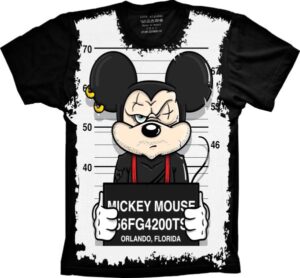 Camiseta Estilosa Fullprint Mickey Mouse Thug Life S-188