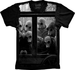 Camiseta Estilosa Fullprint Máscaras Gás S-193