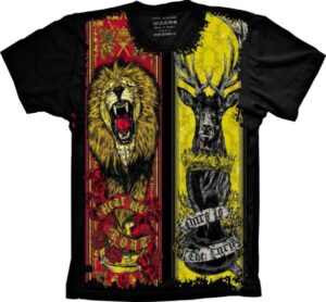 Camiseta Estilosa Fullprint Game Of Thrones - Casas Lanniester X Baratheon S-29