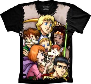 Camiseta Estilosa Fullprint Caverna do Dragão - Dungeons and Dragons Cats S-54