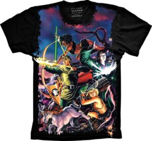 Camiseta Estilosa Fullprint Caverna do Dragão - Dungeons and Dragons Cats S-55