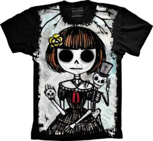 Camiseta Estilosa Fullprint  Skull Caveira Desenho S-195