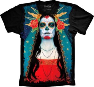 Camiseta Estilosa Fullprint Caveira Mexicana S-197