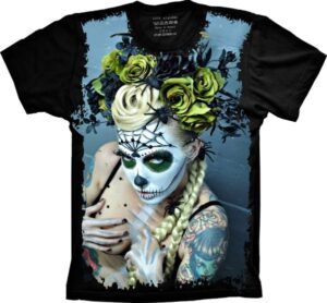 Camiseta Estilosa Fullprint Caveira Mexicana S-204
