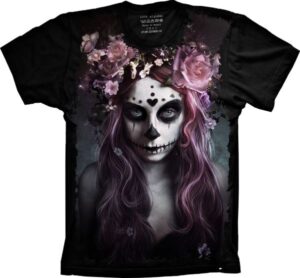 Camiseta Estilosa Fullprint Caveira Mexicana S-205