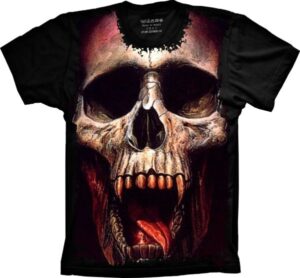 Camiseta Estilosa Fullprint Caveira Vampiro S-337