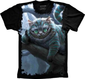 Camiseta Estilosa Fullprint Gato de Cheshire Alice S-384