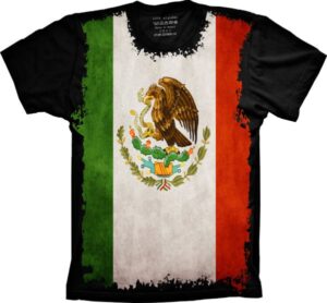 Camiseta Estilosa Fullprint Bandeira do Mexico S-210