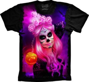 Camiseta Estilosa Fullprint Caveira Mexicana S-218