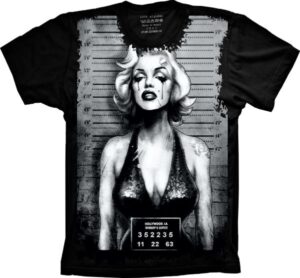 Camiseta Estilosa Fullprint Marilyn Monroe Mugshot S-220