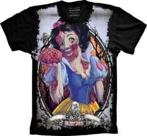 Camiseta Estilosa Fullprint Branca de Neve Zumbi S-249