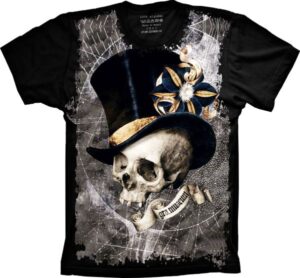 Camiseta Estilosa Fullprint Caveira Cartola S-258