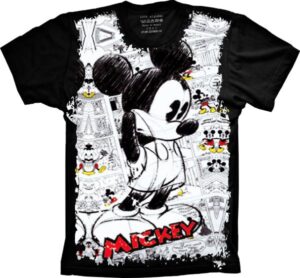 Camiseta Estilosa Fullprint Mickey Mouse Pensamento S-259
