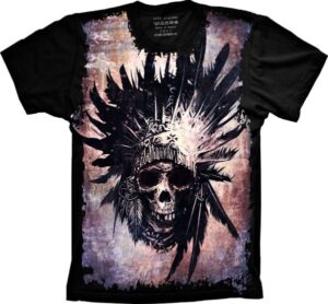 Camiseta Estilosa Fullprint Caveira Cocar S-260