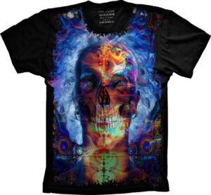 Camiseta Estilosa Fullprint Caveira Psy S-267