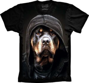 Camiseta Estilosa Fullprint Rottweiler com Capuz S-277