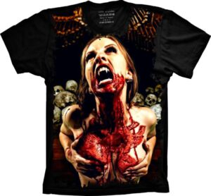 Camiseta Estilosa Fullprint  Vampira Sangue S-287