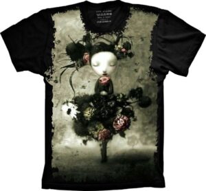 Camiseta Estilosa Fullprint Skull Menina Gótica S-291