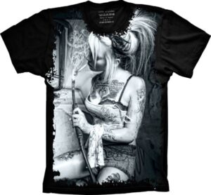 Camiseta Estilosa Fullprint Smoking Womam S-293