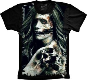 Camiseta Estilosa Fullprint Mulher Zumbi S-300