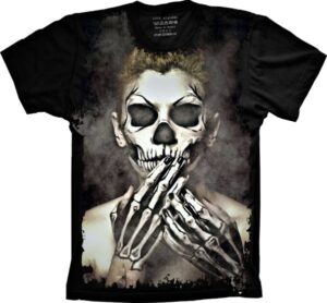 Camiseta Estilosa Fullprint Caveira Mulher S-303