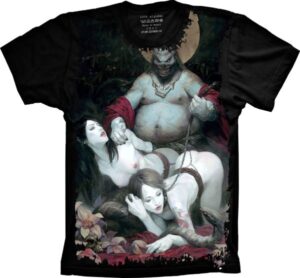 Camiseta Estilosa Fullprint Demonio e Mulheres S-306