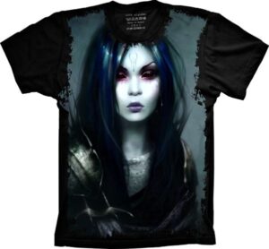 Camiseta Estilosa Fullprint Mulher Gotica S-307