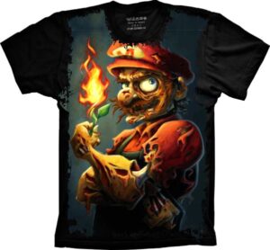 Camiseta Estilosa Fullprint Super Mario Zumbi S-315