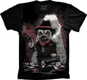 Camiseta Estilosa Fullprint Bulldog Gangster S-326