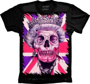 Camiseta Estilosa Fullprint Caveira Bmritanica S-351