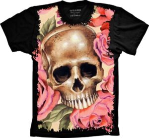 Camiseta Estilosa Fullprint Caveira S-354