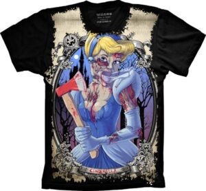 Camiseta Estilosa Fullprint Cinderela Zumbi S-367