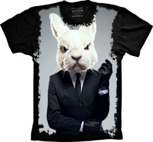 Camiseta Estilosa Fullprint Coelho Elegante S-397