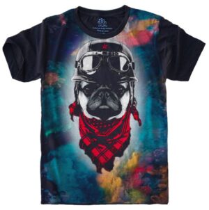 Camiseta Estilosa Fullprint Pug Aviador S-421