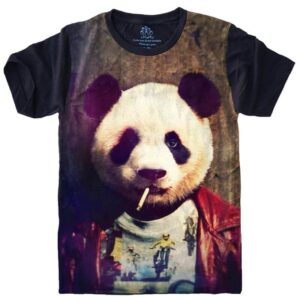 Camiseta Estilosa Fullprint Panda Fumando S-435