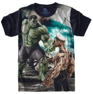 Camiseta Estilosa Fullprint Hulk Vs Popeye S-443