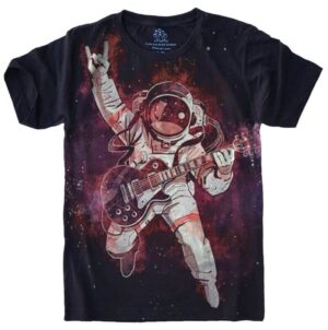 Camiseta Estilosa Fullprint Astronauta Guitarrista S-446