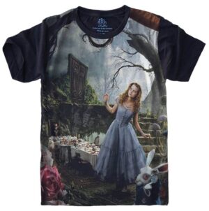 Camiseta Estilosa Fullprint Alice no Pais das Maravilhas S-459