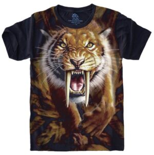 Camiseta Estilosa Fullprint Tigre Dente de Sabre S-464