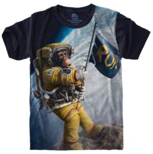 Camiseta Estilosa Fullprint Chimpanze Astronauta S-506