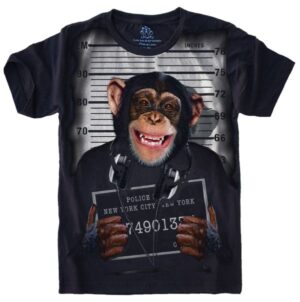 Camiseta Estilosa Fullprint Chimpanze MugShot S-554