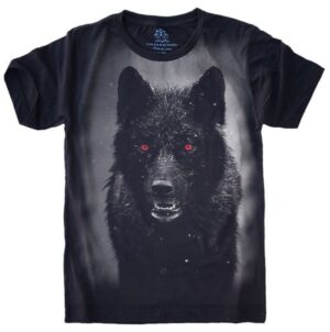 Camiseta Estilosa Fullprint Lobo Negro S-558