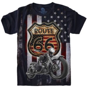 Camiseta Estilosa Fullprint Route 66 Moto S-583