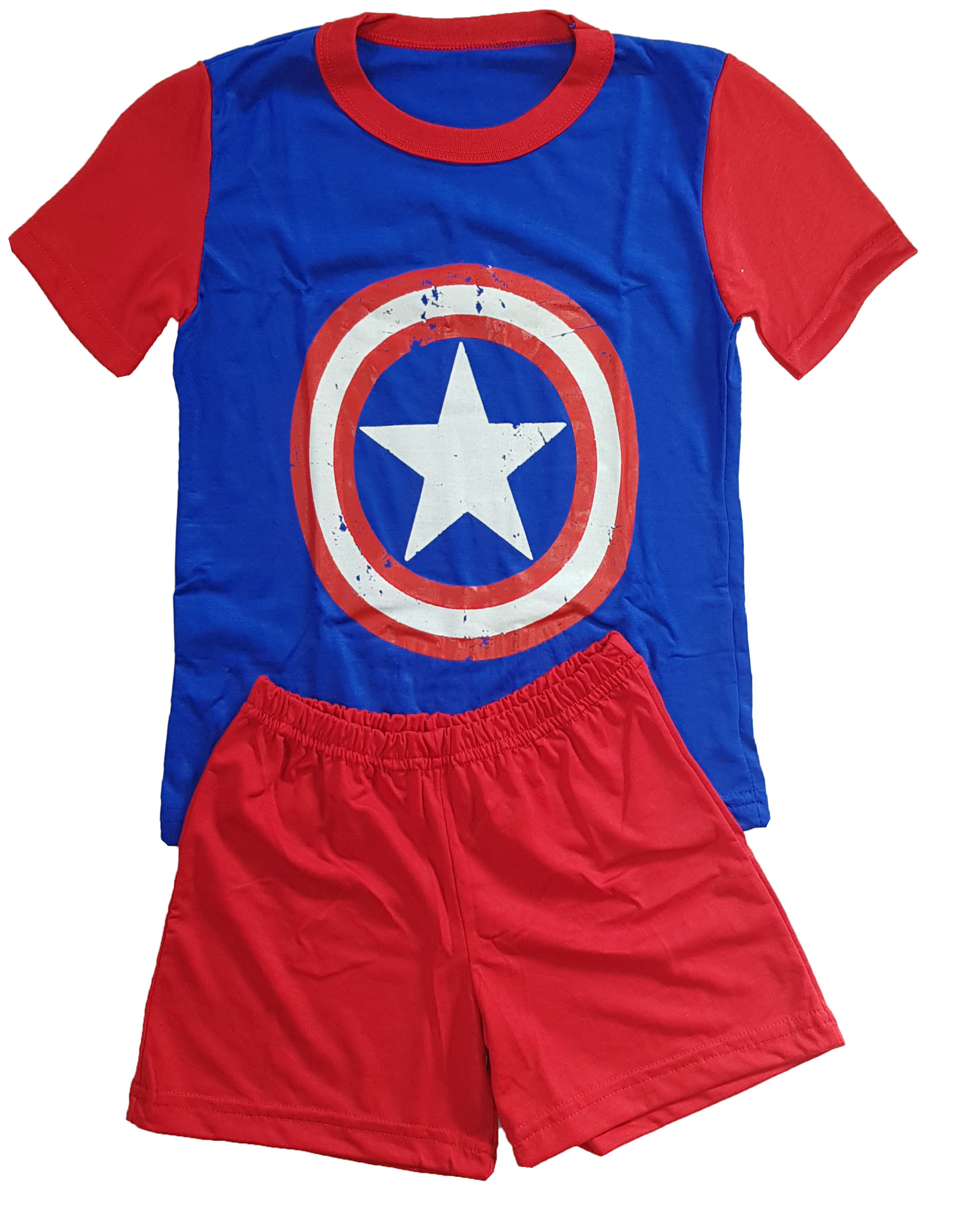 Pijama Curto com Estampa que Brilha no Escuro Capitao America