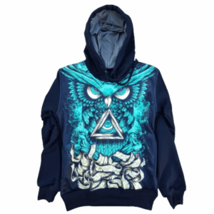 Moletom Full Print Estiloso Flanelado com Capuz e Bolso Coruja Psy MSB-156